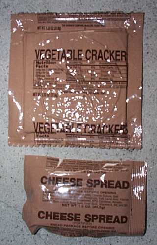 1999 MRE Menu #20 - Spaghetti w/Meat Sauce - vegetable cracker and cheese spread 1999 MRE Menu #20 - Spaghetti w/Meat Sauce - vegetable cracker and cheese spread